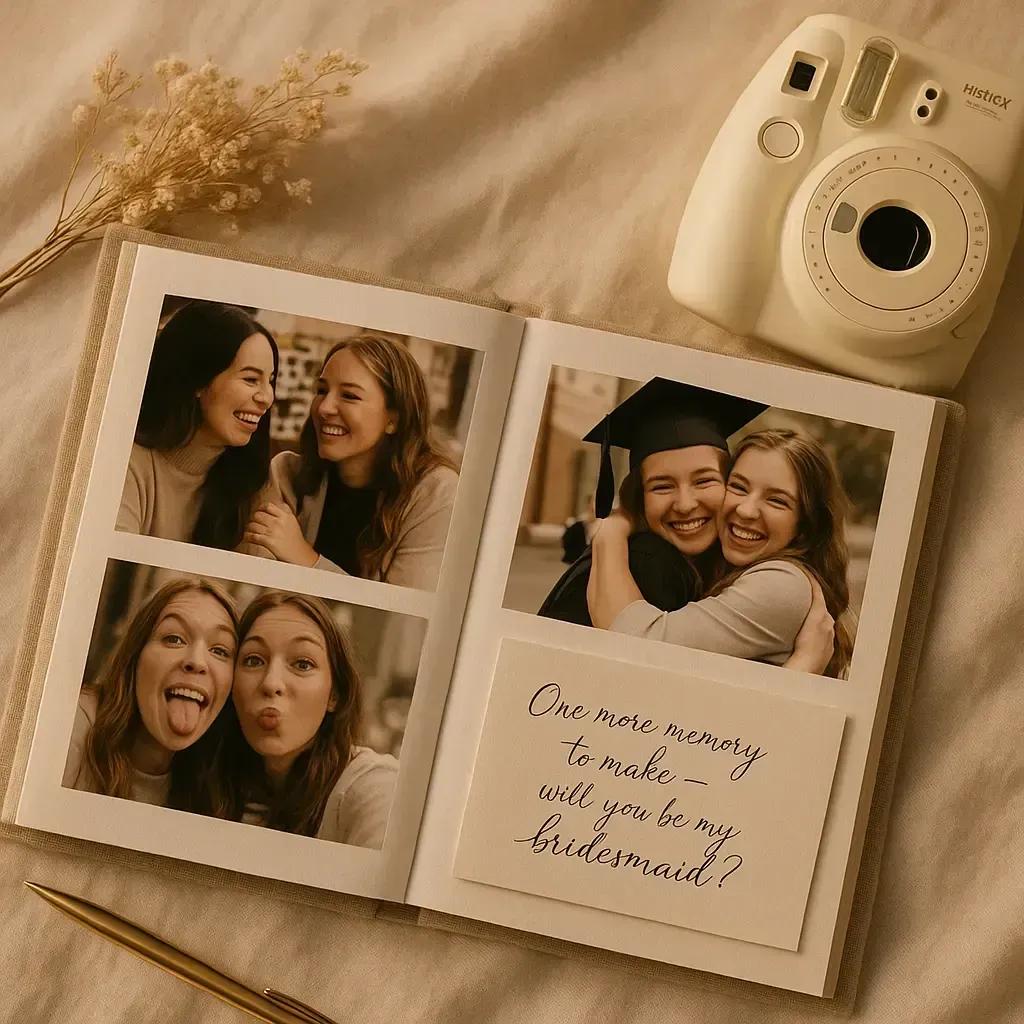 Photo collage bridesmaid proposal gift with memories
