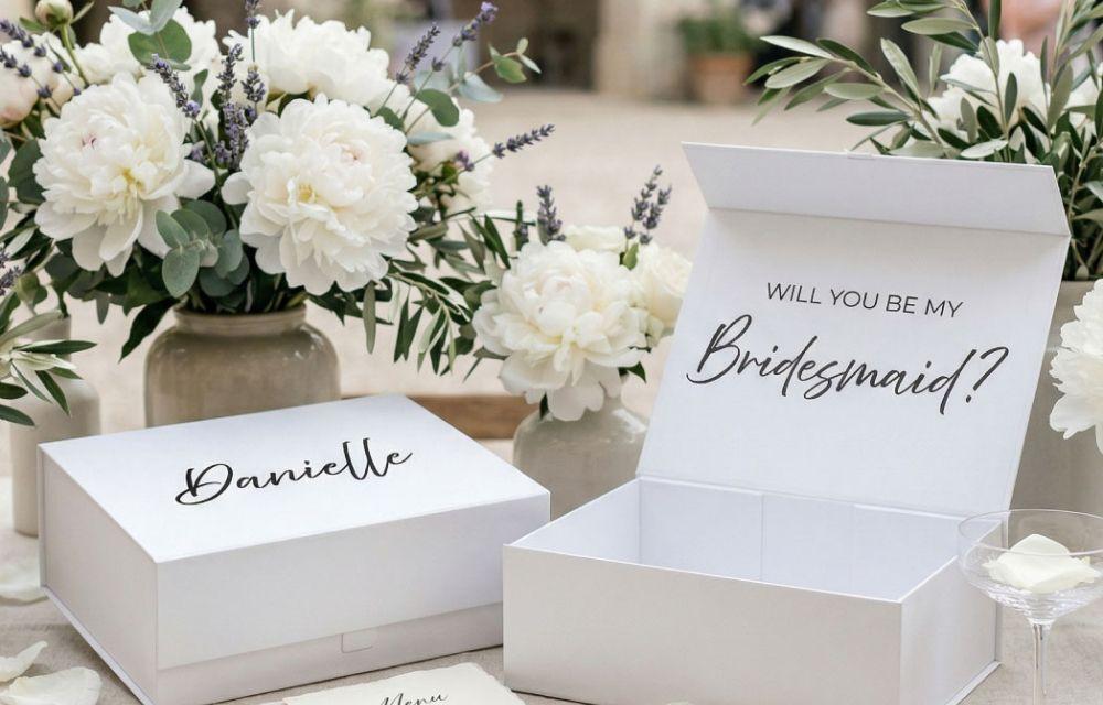 Minimalist bridesmaid proposal box design