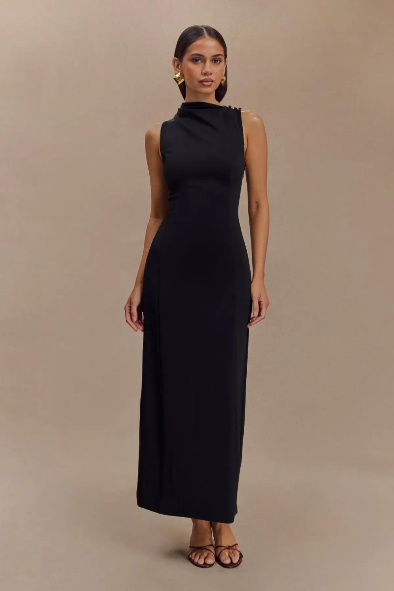 Minimalist wedding guest dress look