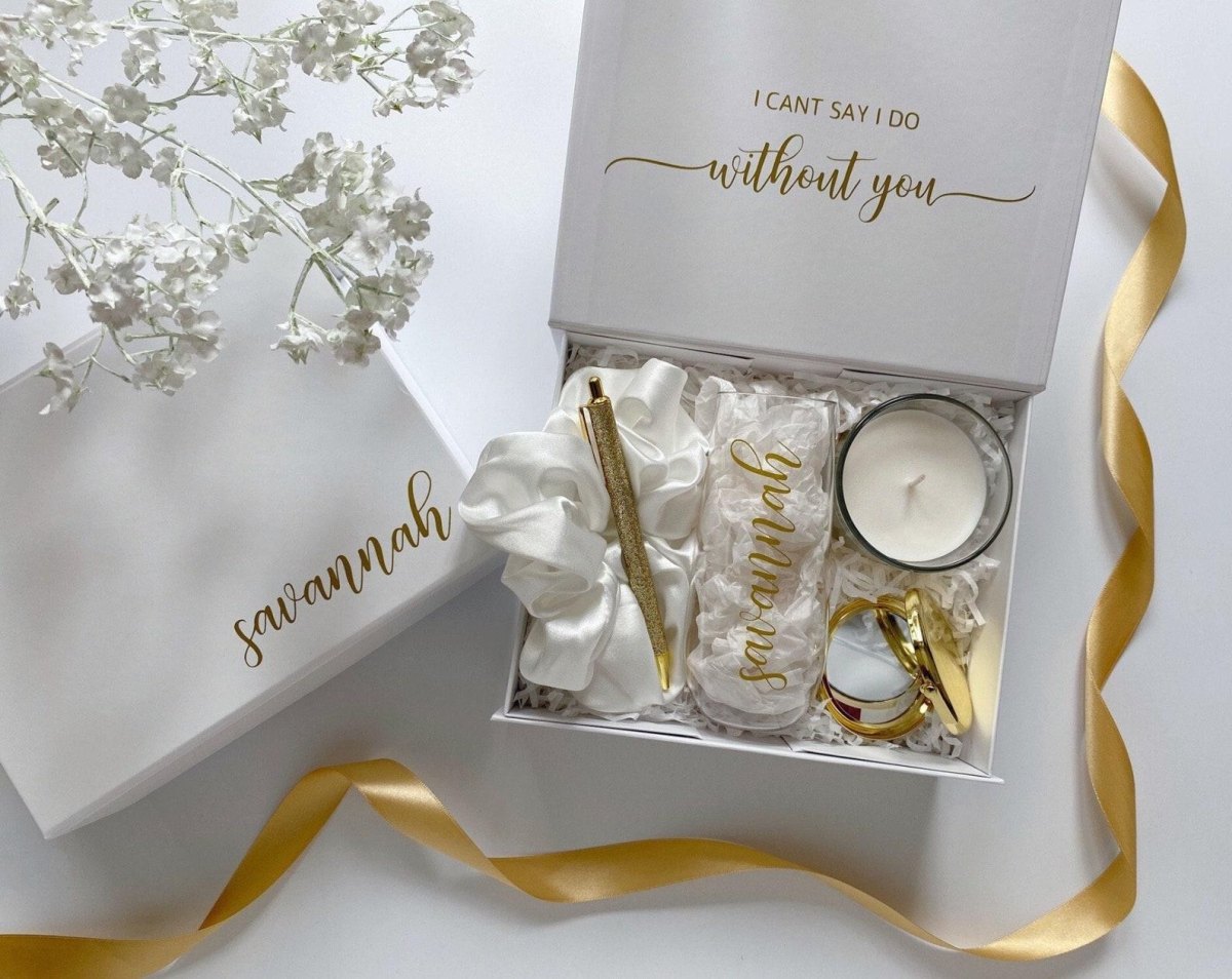 White gold bridesmaid proposal box