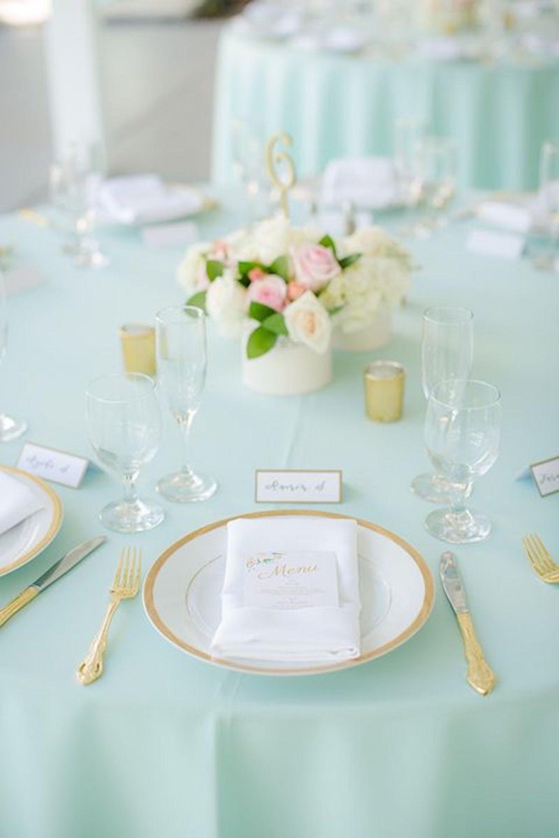 mint blush wedding table setting