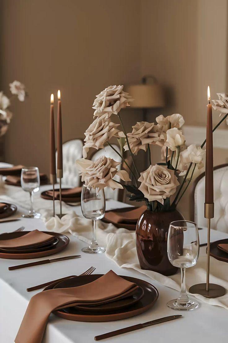 Mocha latte earthy wedding decor