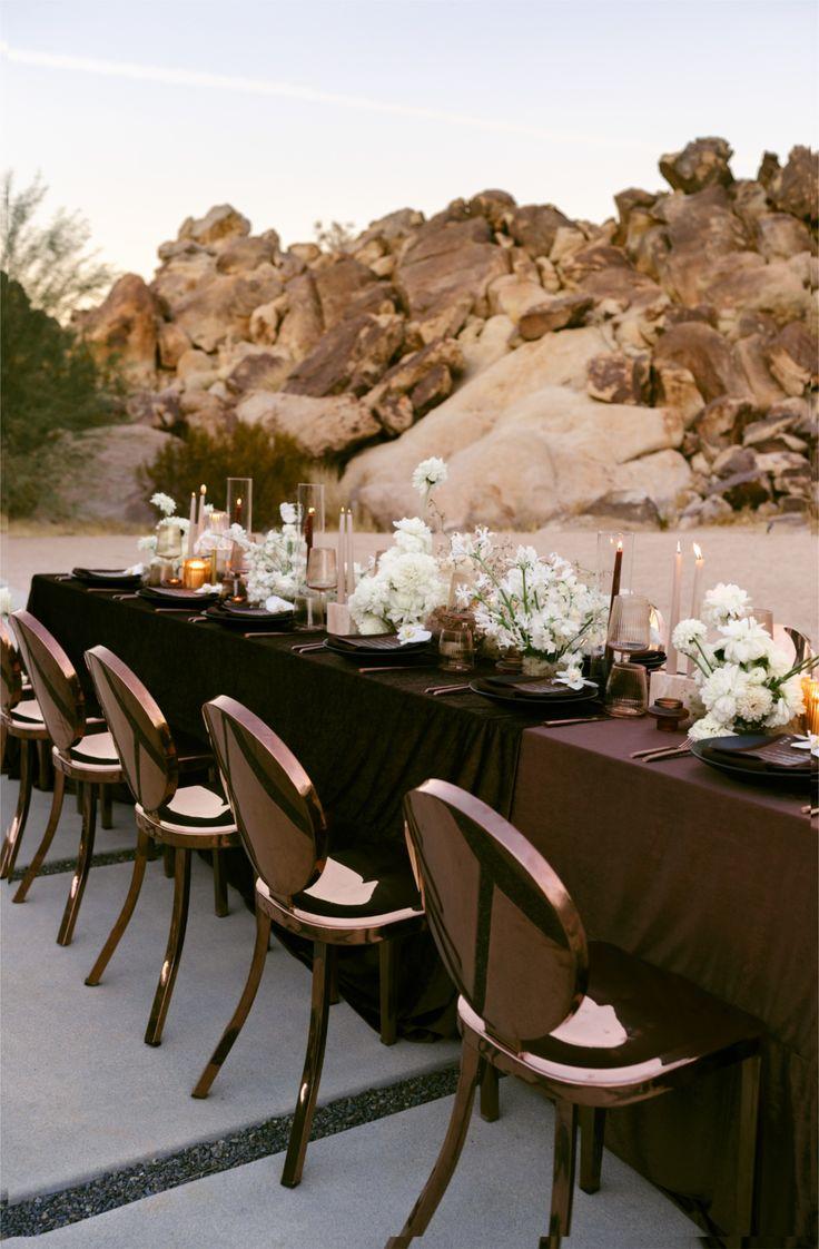 Modern black brown wedding styling