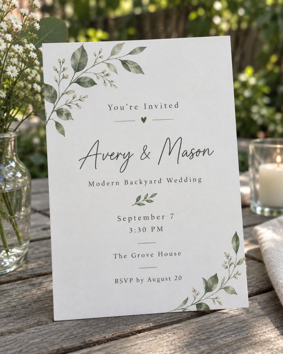 Modern outdoor wedding invitation