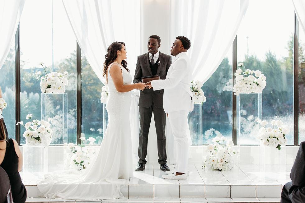 Modern wedding couple ceremony
