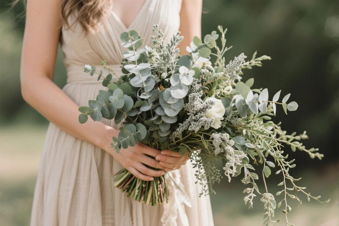 Boho neutral greenery bouquet