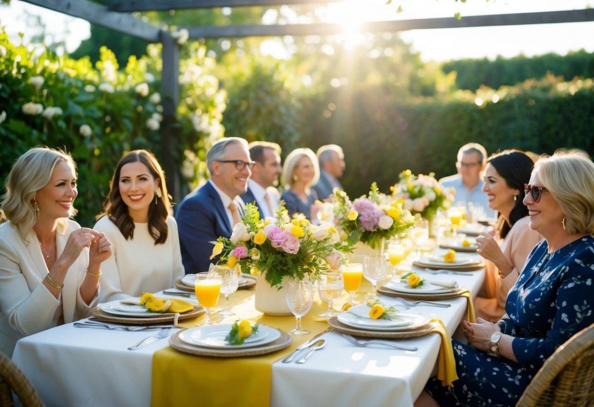 Post wedding brunch gathering outdoors
