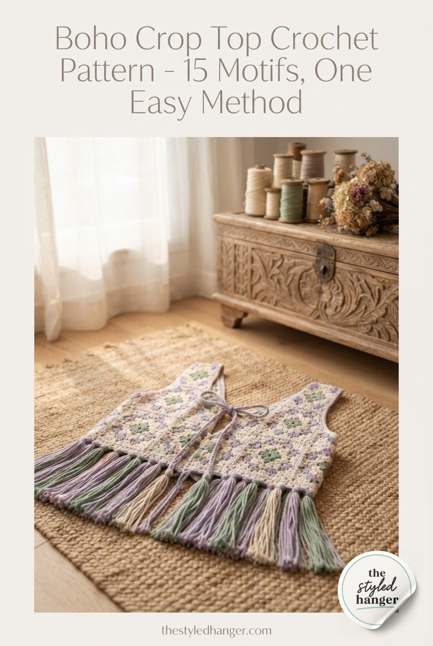 Boho Crop Top Crochet Pattern - 15 Motifs, One Easy Method