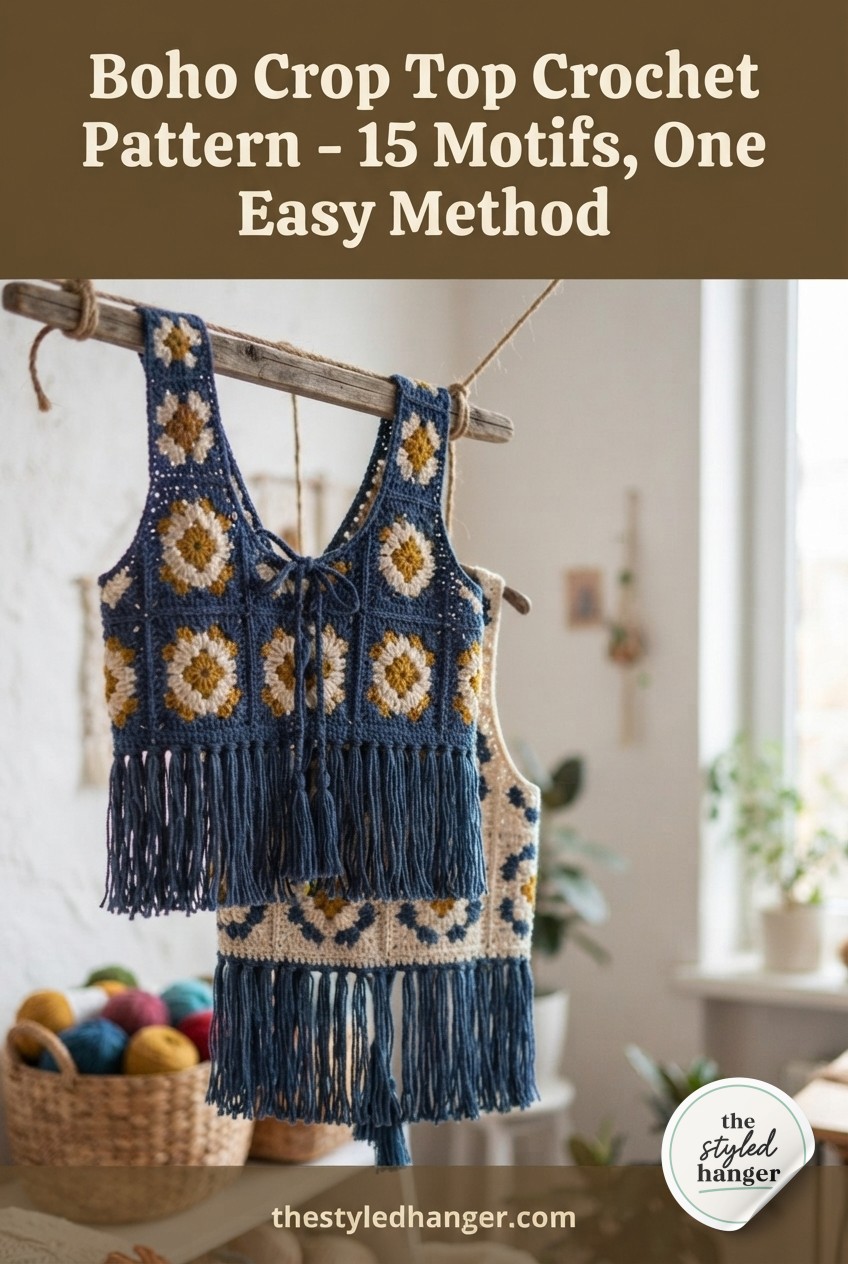 Boho Crop Top Crochet Pattern - 15 Motifs, One Easy Method