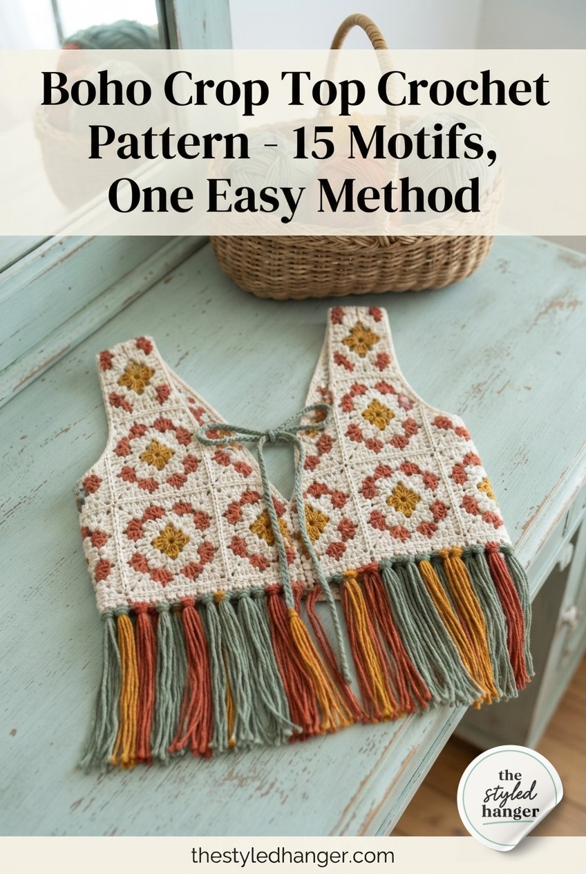 Boho Crop Top Crochet Pattern - 15 Motifs, One Easy Method