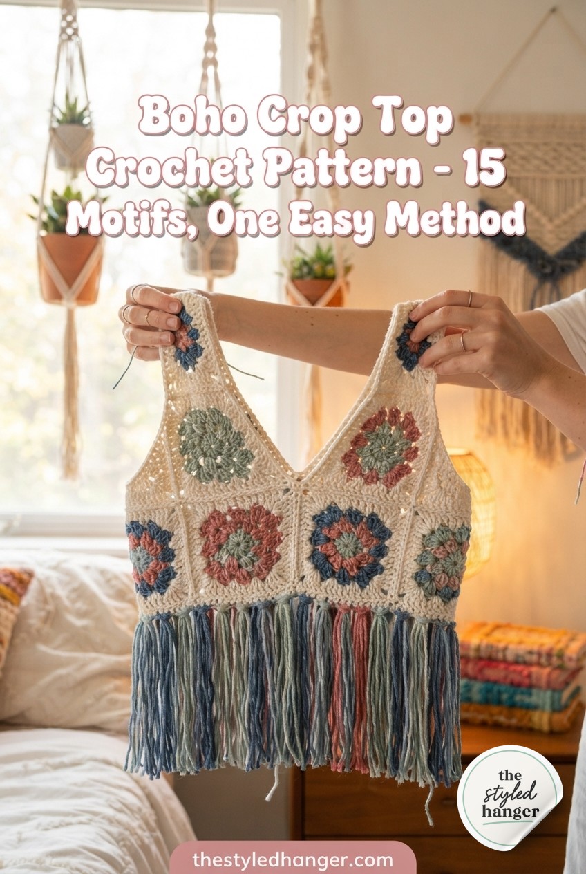 Boho Crop Top Crochet Pattern - 15 Motifs, One Easy Method