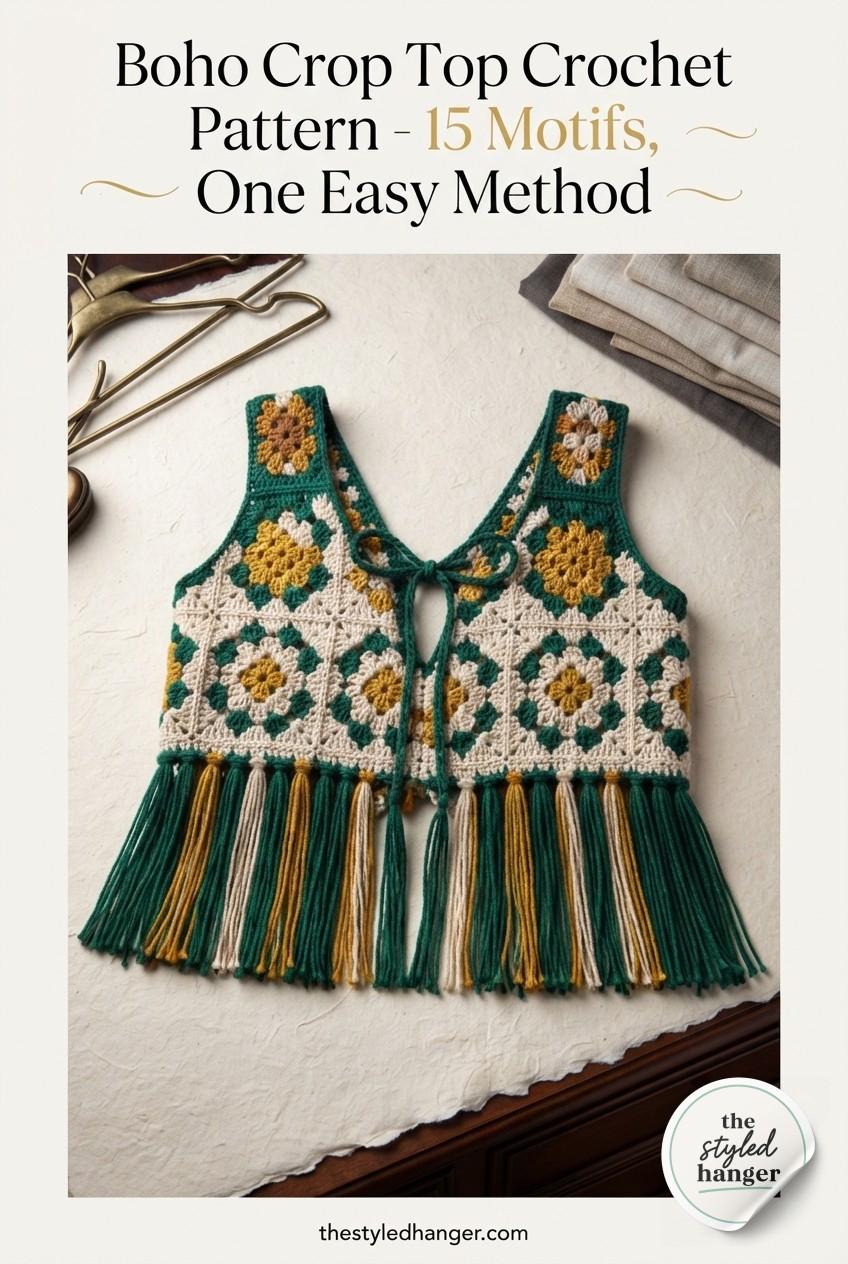 Boho Crop Top Crochet Pattern - 15 Motifs, One Easy Method
