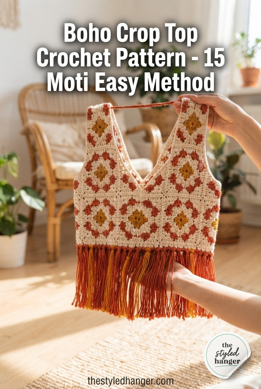 Boho Crop Top Crochet Pattern - 15 Motifs, One Easy Method