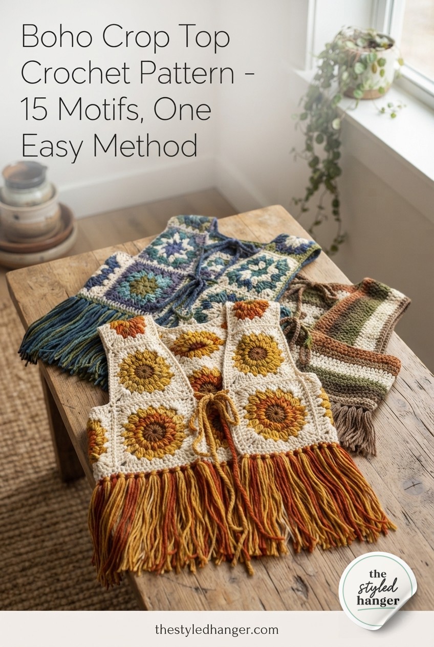 Boho Crop Top Crochet Pattern - 15 Motifs, One Easy Method