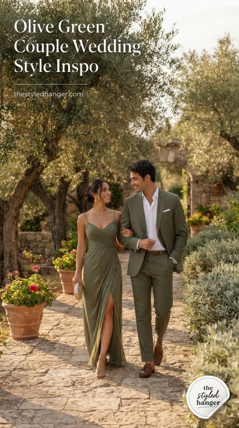 Olive Green Couple Wedding Style Inspo