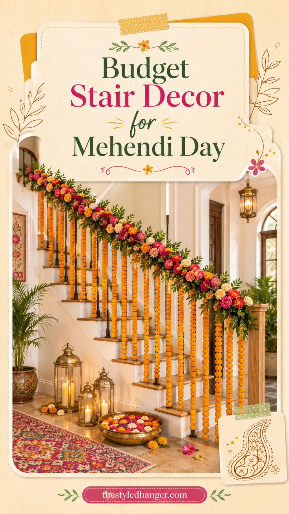 Budget Stair Decor for Mehendi Day