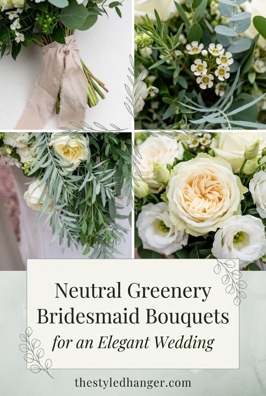 Neutral Greenery Bridesmaid Bouquets for an Elegant Wedding