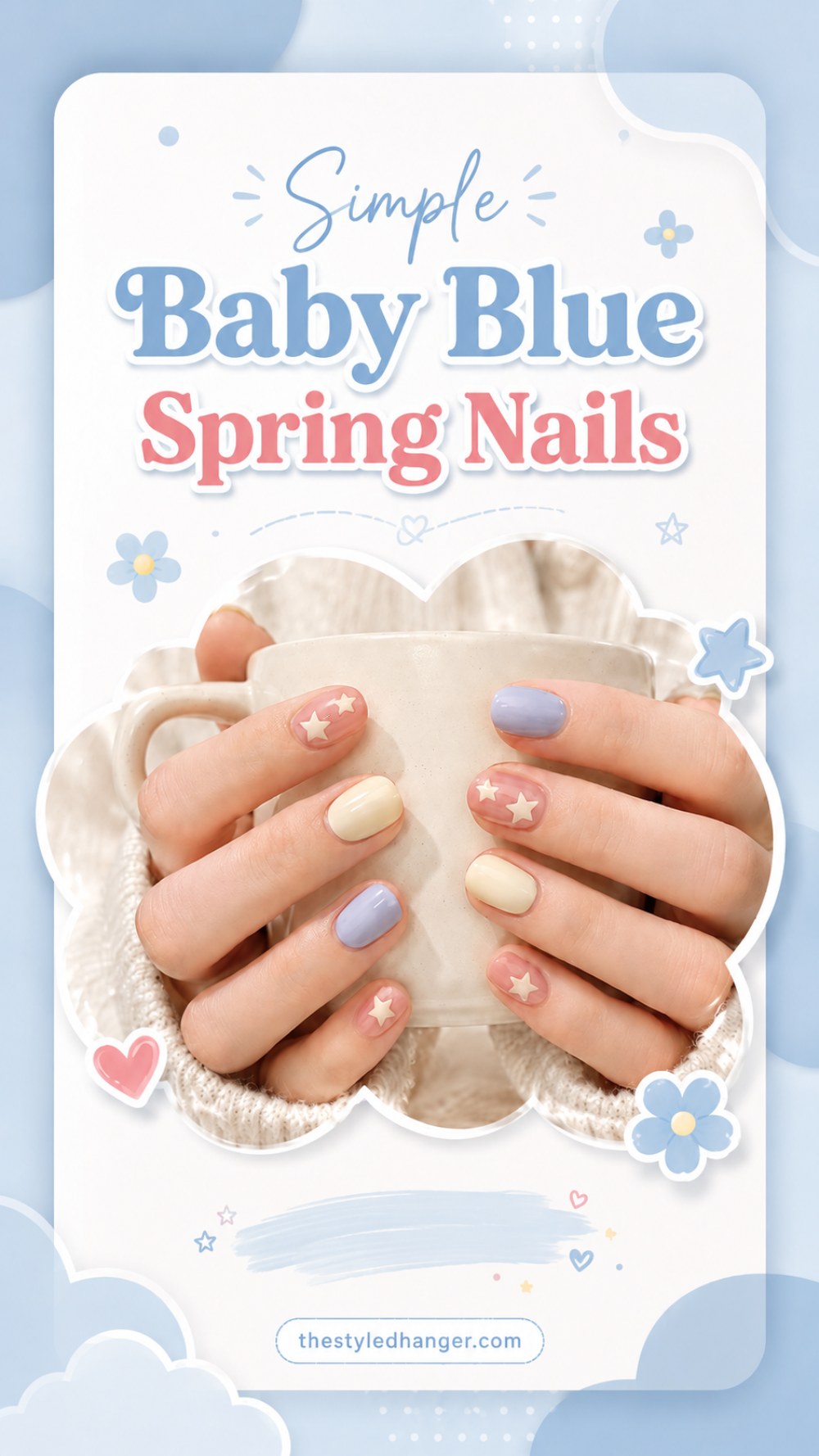 Simple Baby Blue Spring Nails