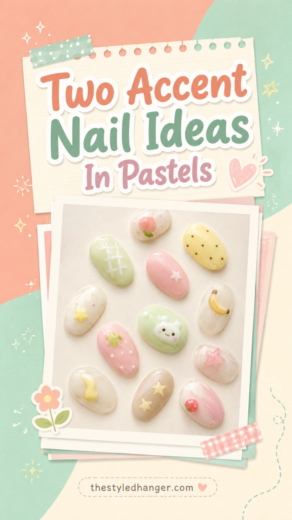 Two Accent Nail Ideas In Pastels