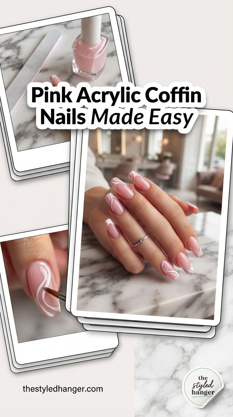 Pink Acrylic Coffin Nails Made Easy