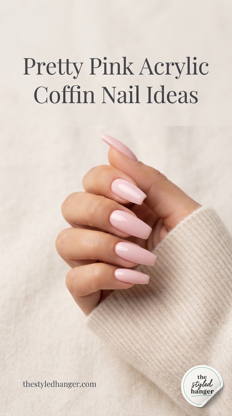 Pretty Pink Acrylic Coffin Nail Ideas