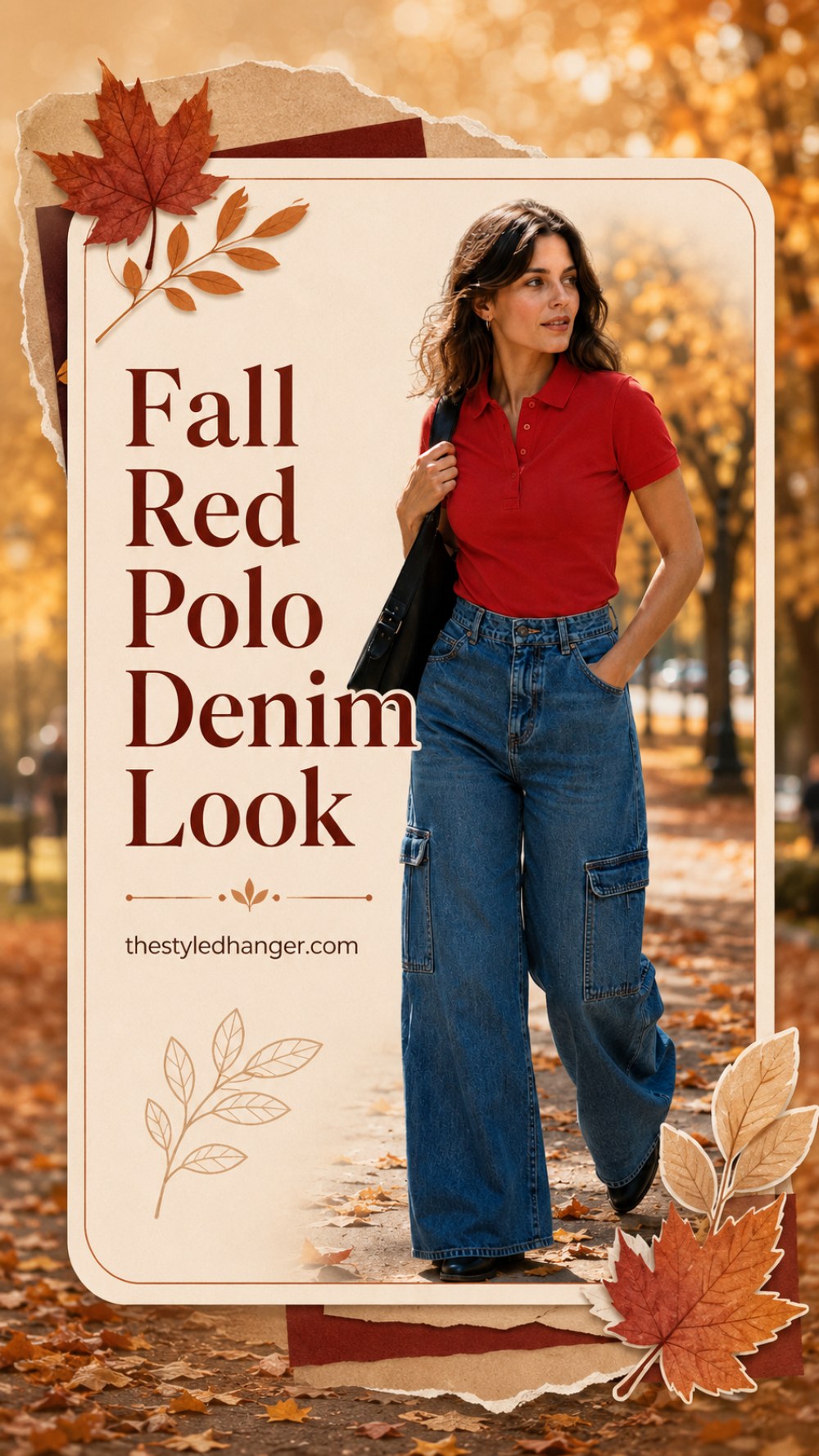 Fall Red Polo Denim Look