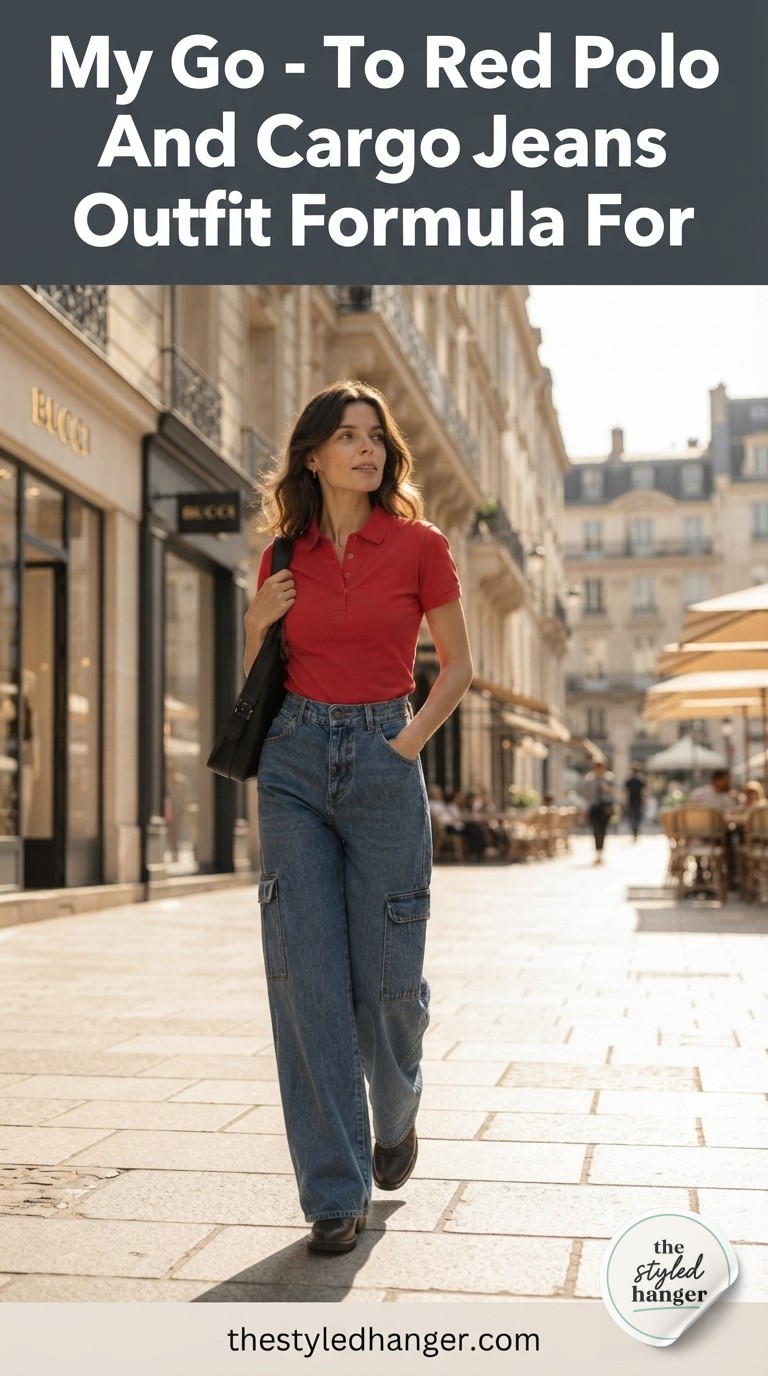 My Go - To Red Polo And Cargo Jeans Outfit Formula For Fall