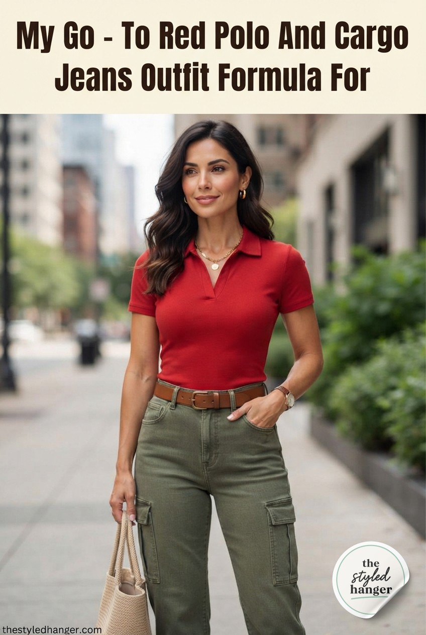 My Go - To Red Polo And Cargo Jeans Outfit Formula For Fall