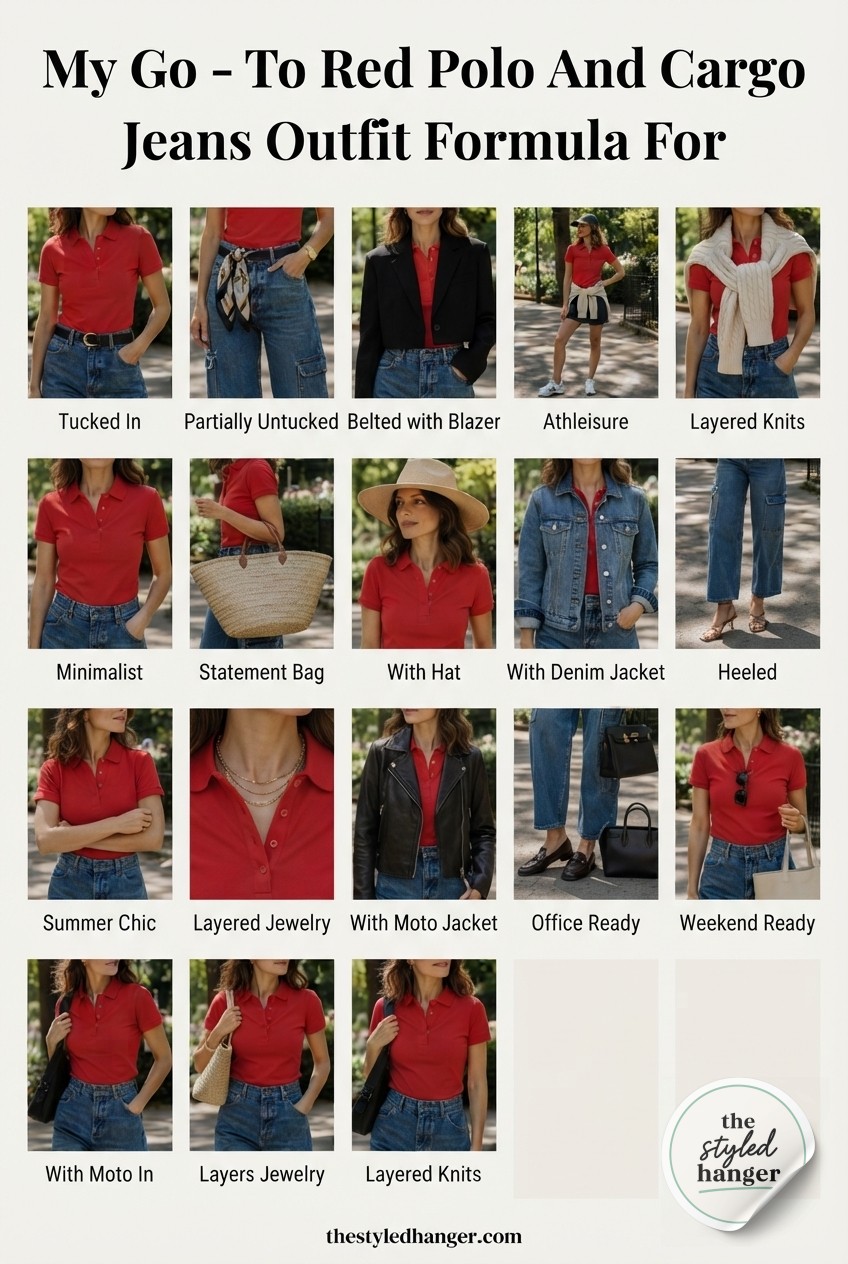 My Go - To Red Polo And Cargo Jeans Outfit Formula For Fall