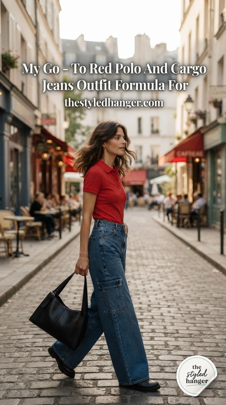 My Go - To Red Polo And Cargo Jeans Outfit Formula For Fall