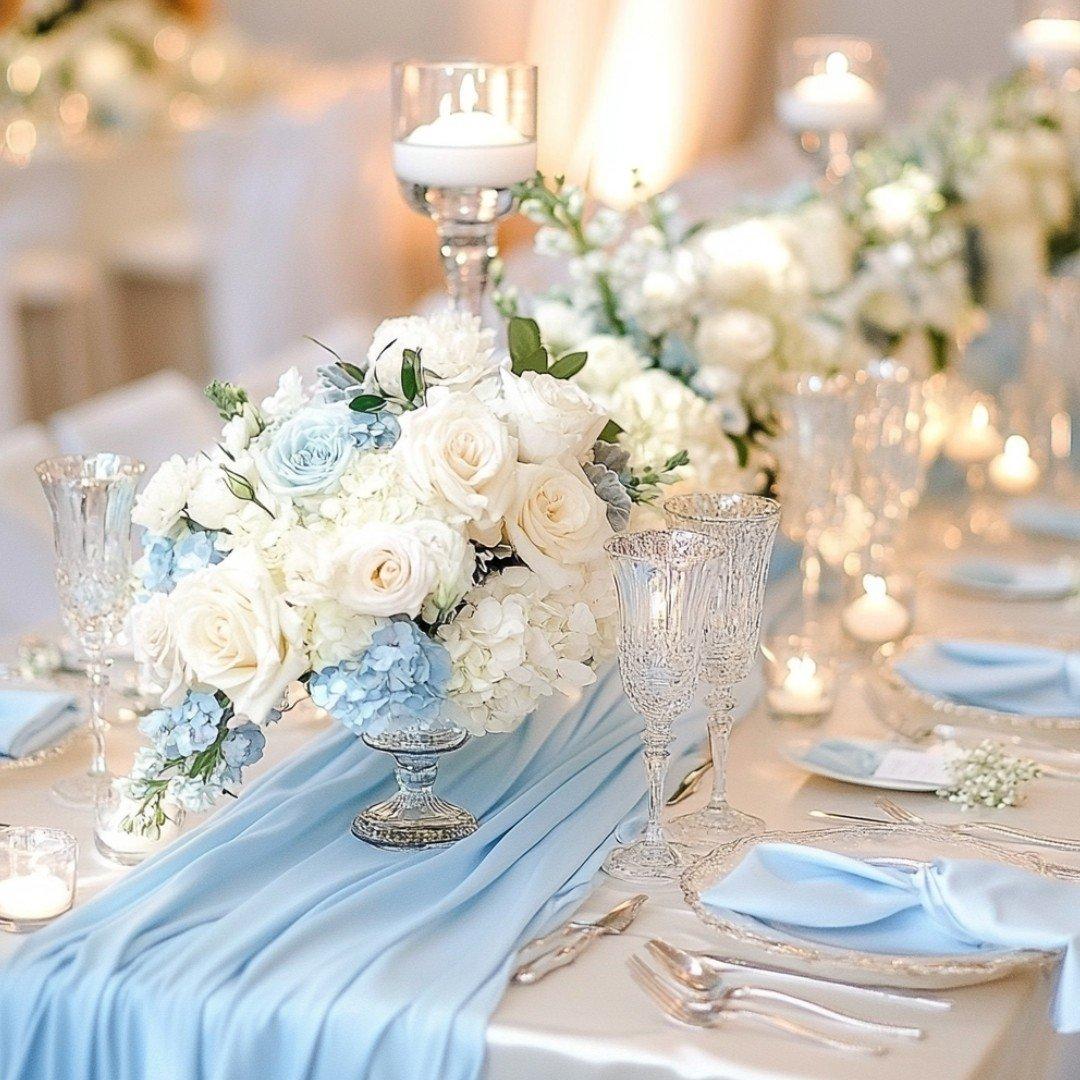 pale blue ivory wedding decor