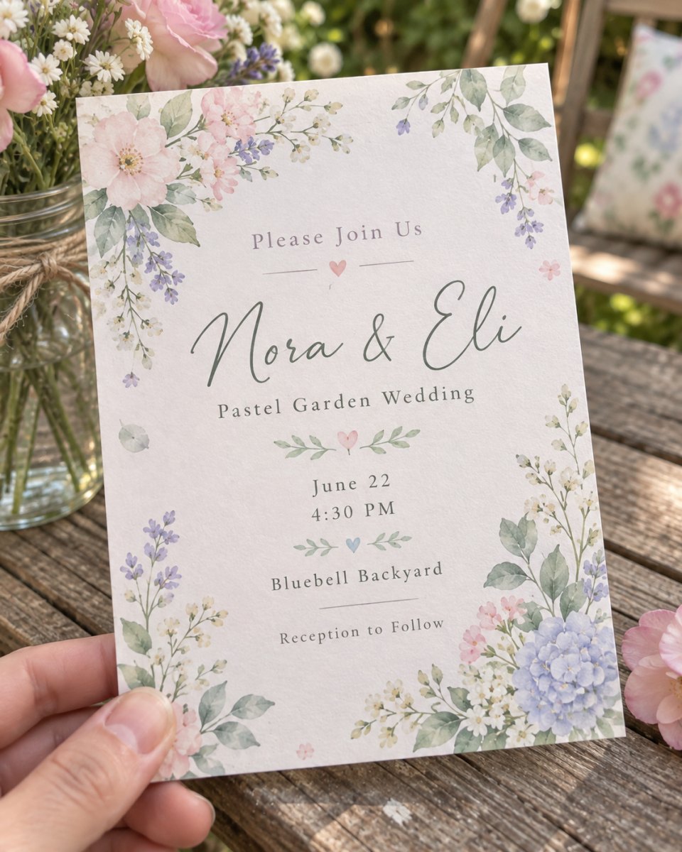 Pastel wedding invitation design