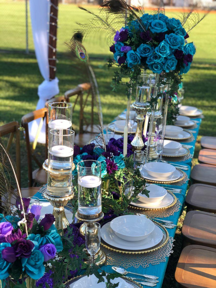 Peacock inspired wedding colors