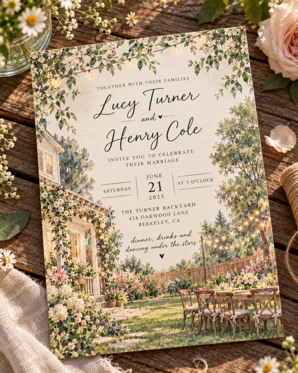 Personalized illustration wedding invitation