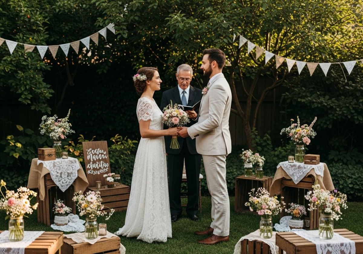 Personalized backyard elopement ceremony details