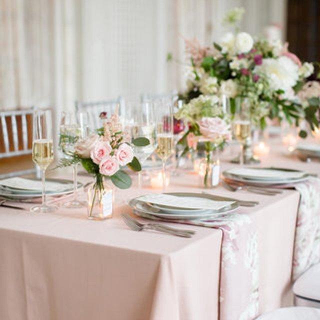 Pink champagne wedding decor