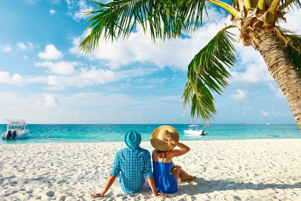 Couple enjoying affordable honeymoon trip