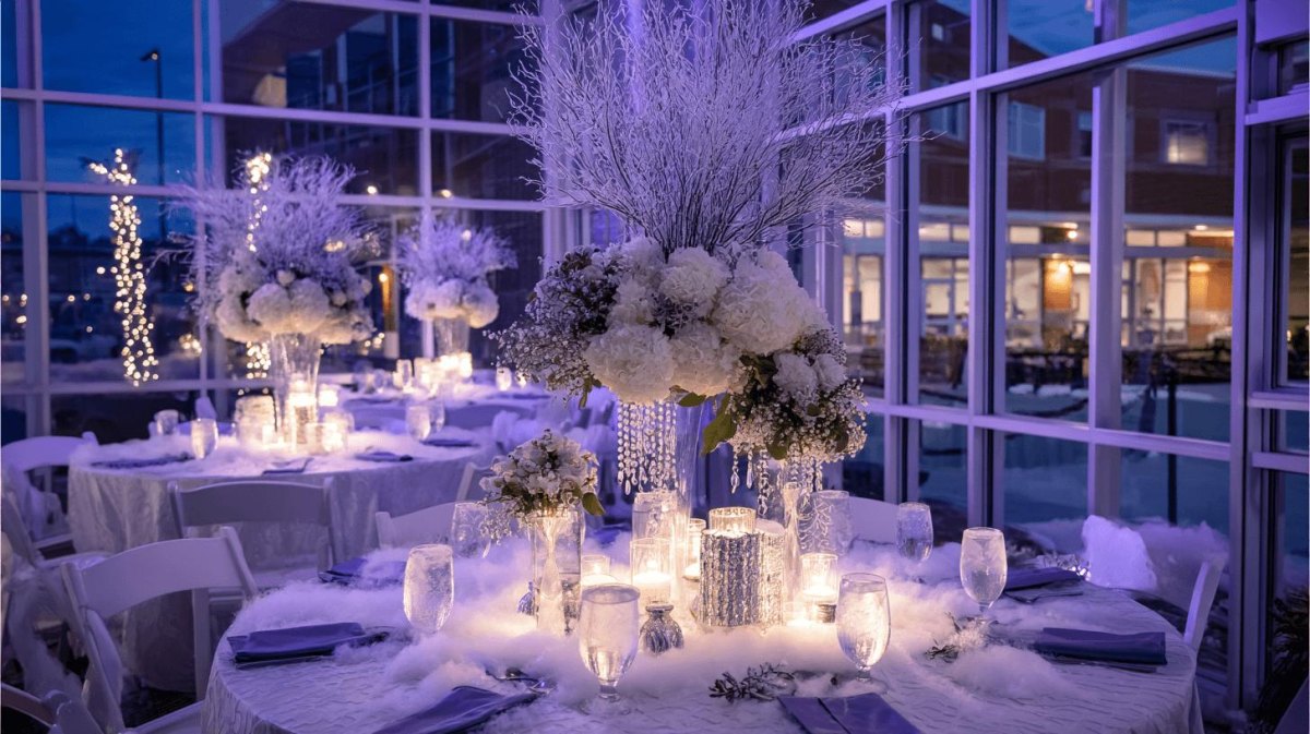 Winter wedding reception decorations