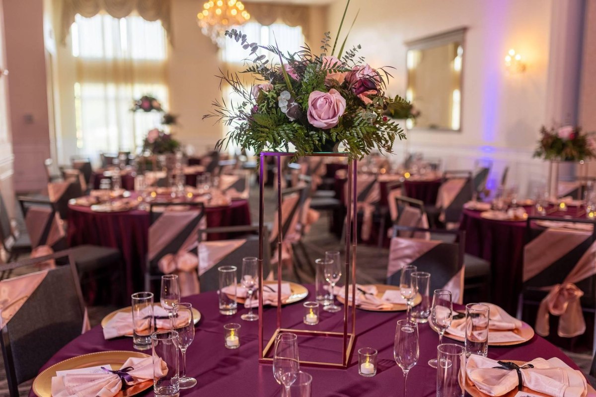 plum dusty pink wedding decor