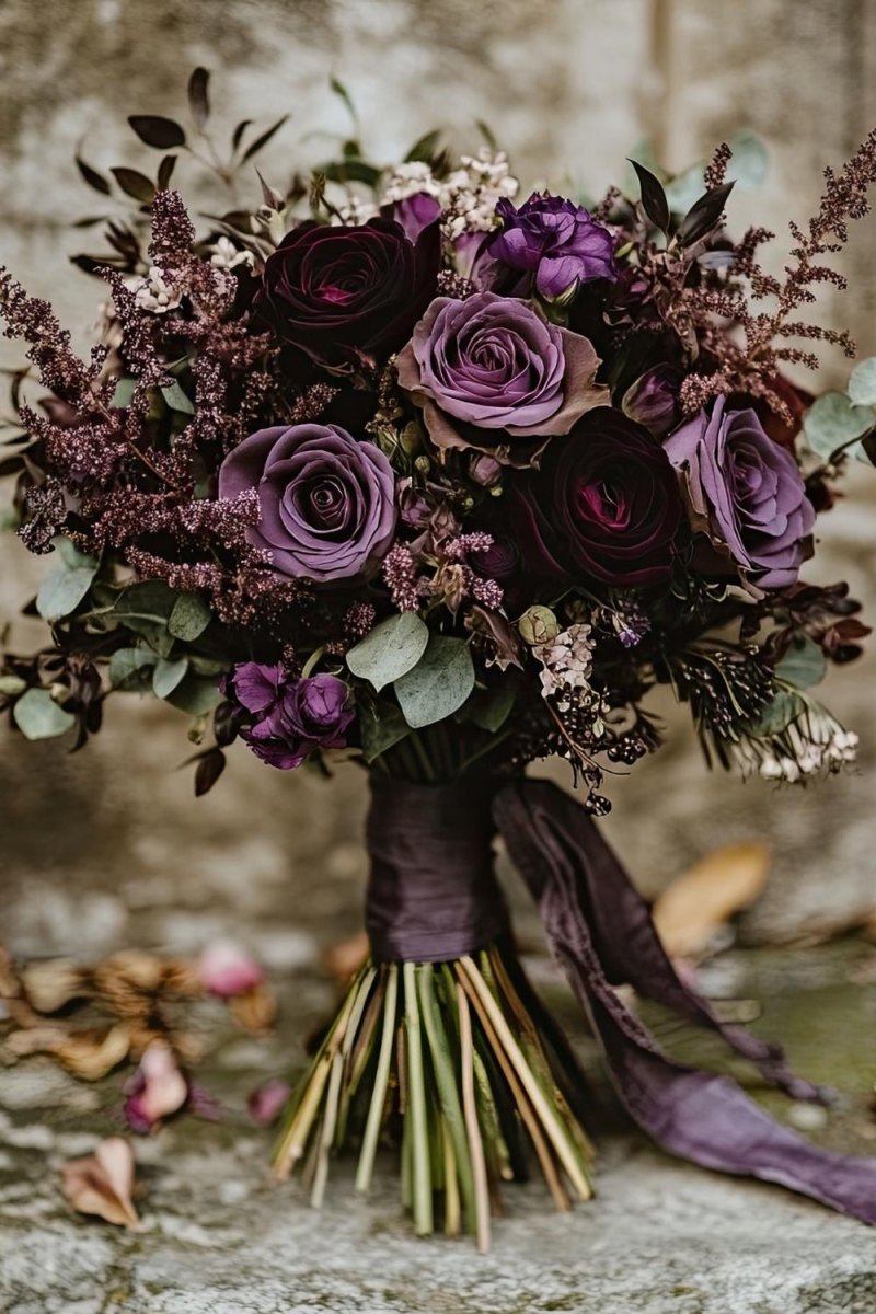 Plum mauve romantic wedding flowers