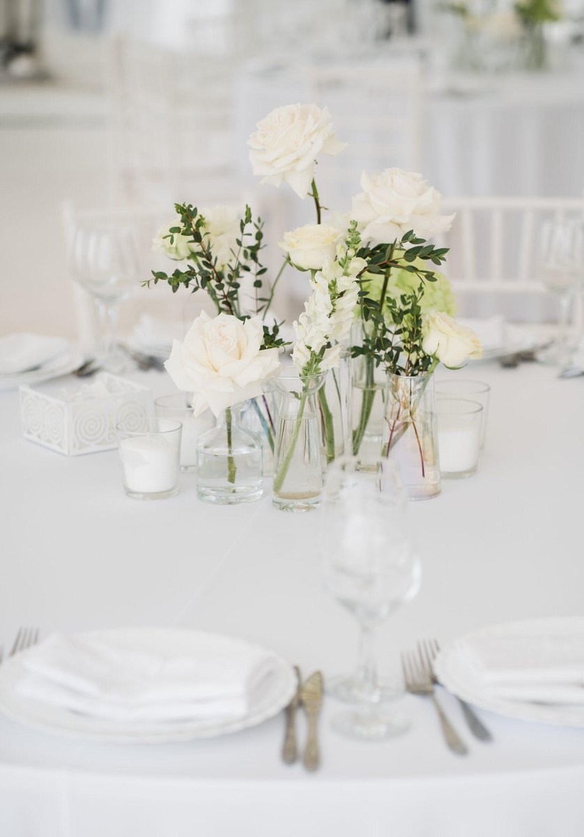 Minimal wedding flowers greenery decor