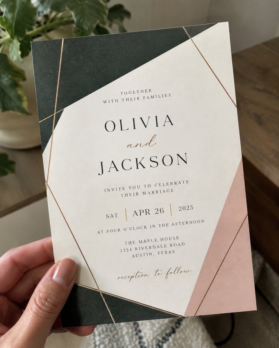 Romantic floral wedding invitation