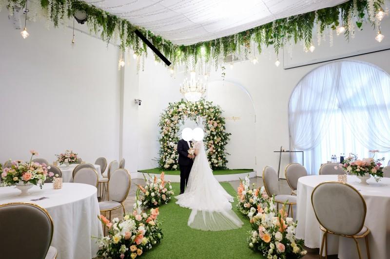 Romantic indoor garden wedding decor