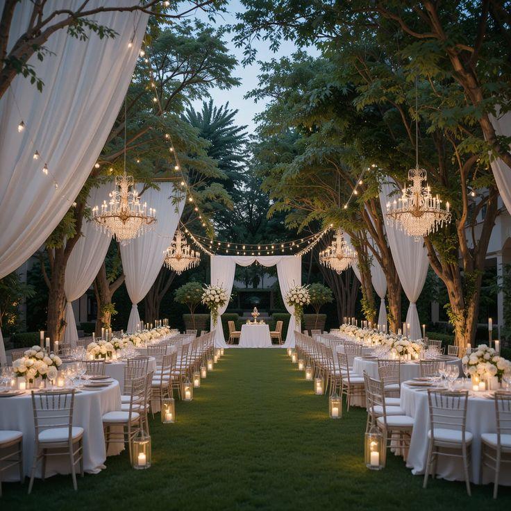 Romantic wedding lighting outdoors