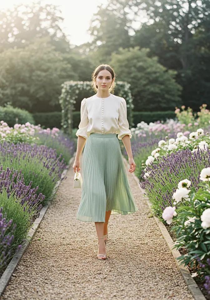 Skirt blouse wedding guest outfit