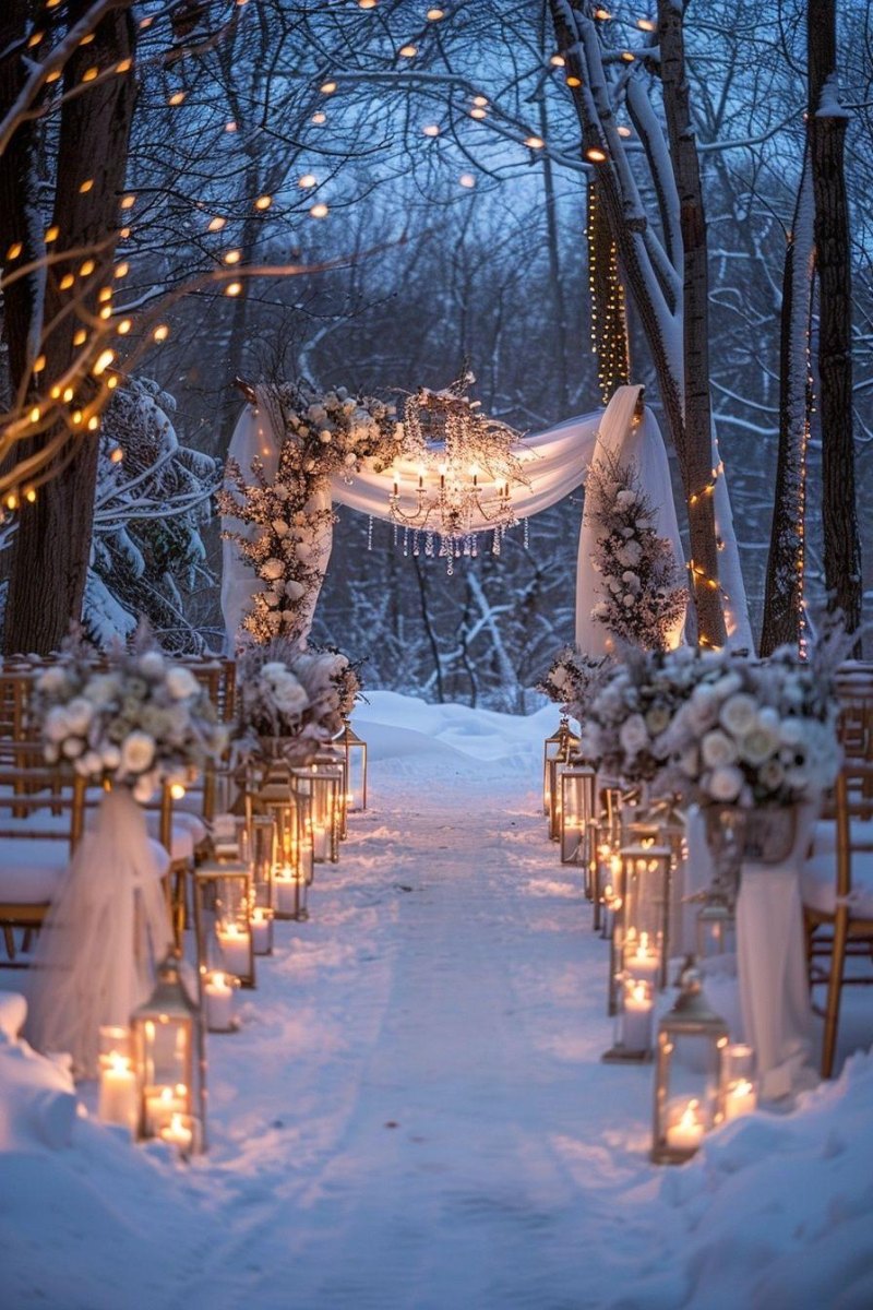 Romantic winter wedding lighting