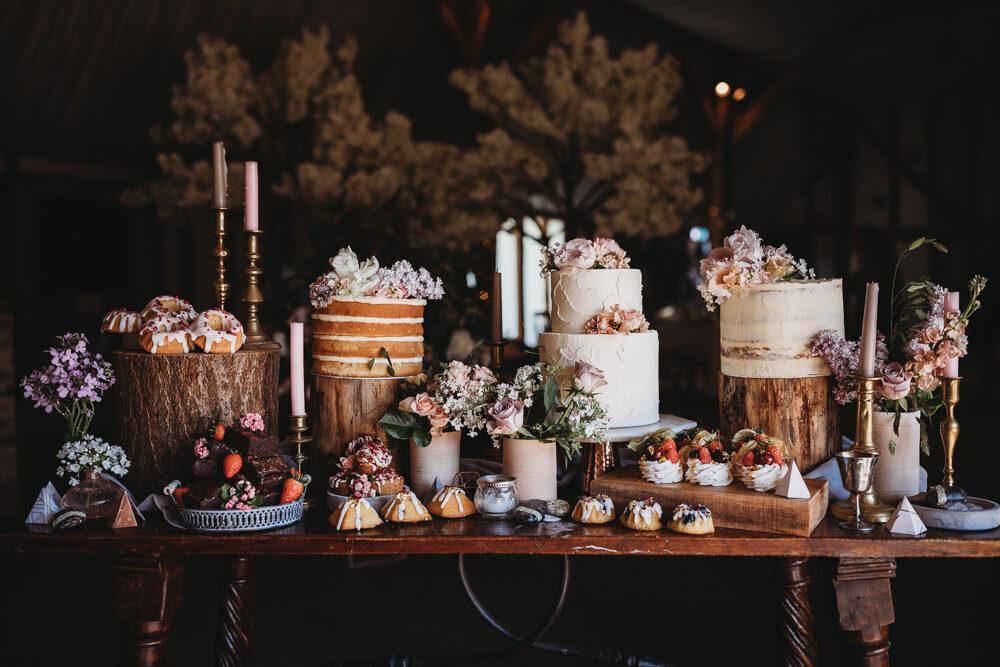 Rustic wedding dessert table