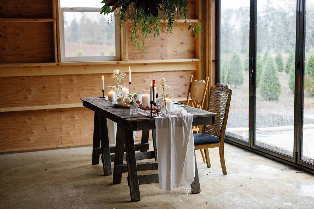 Rustic farmhouse micro wedding tablescape