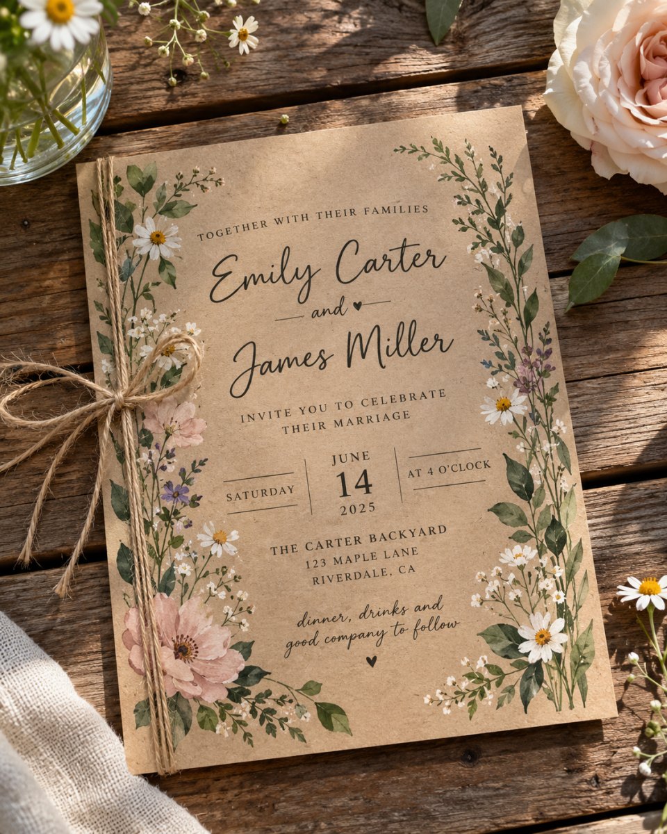 17 Backyard Wedding Invitation Ideas for a Garden Day