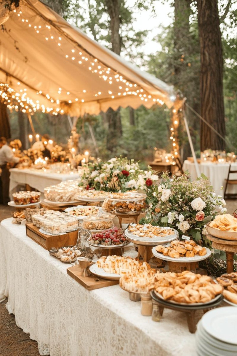 Rustic outdoor wedding food station